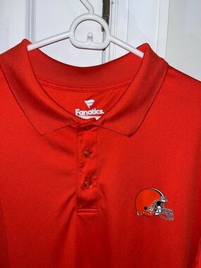 Orange Fanatics Cleveland Browns Helmet 100% Poly Golf Polo Shirt The Draft mark
